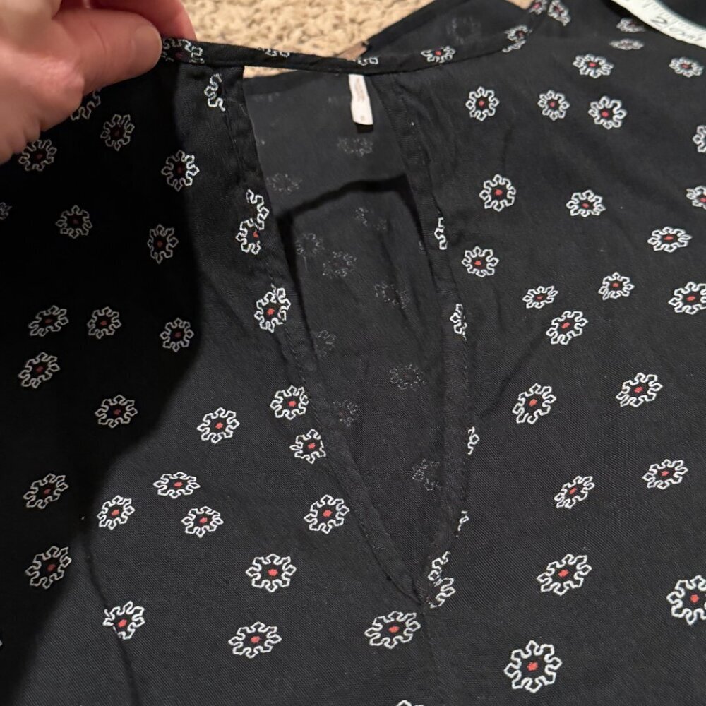 Free People NY Beck Black Floral Tiered Mini Dress Boho Small - Picture 13 of 13